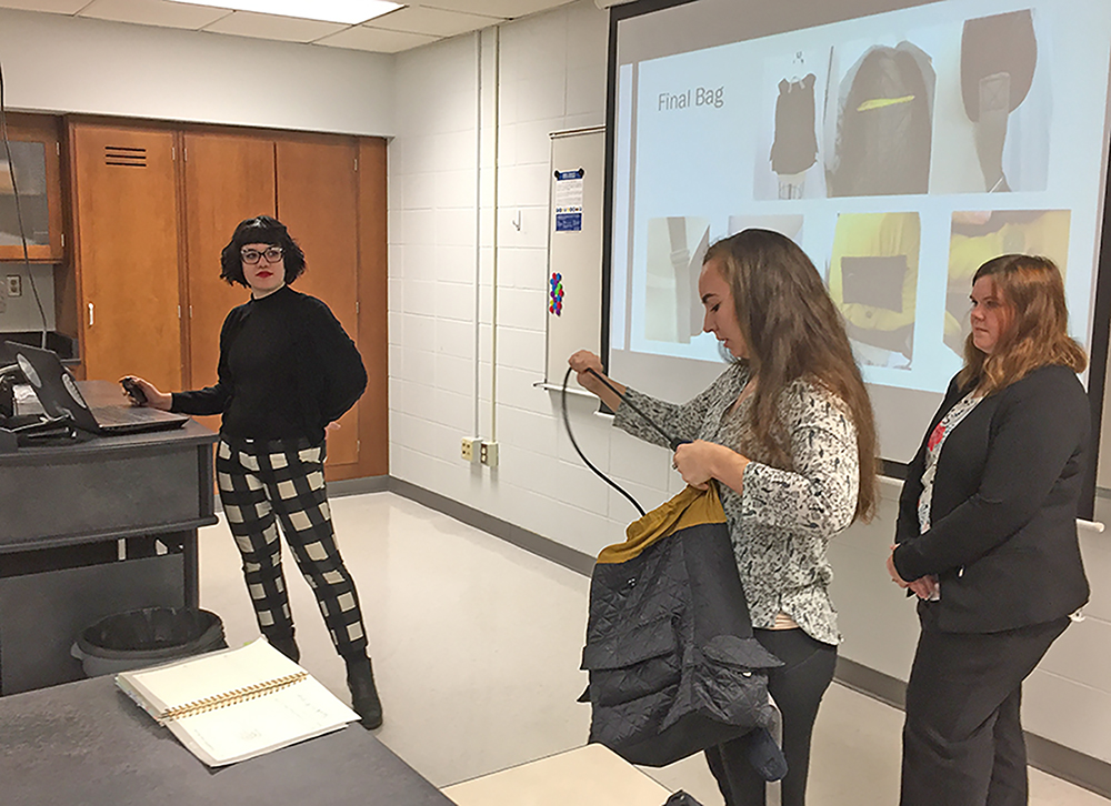 UW-Stout students created a Wanderer’s Backpack that features an invisible pocket to keep valuable and a locked wire cable to prevent thieves from cutting the bag.