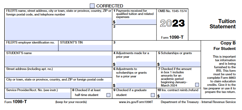 2023 1098-T IRS form image