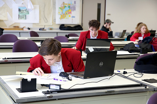 Jarrod Zemaitis works on drafting at SkillsUSA