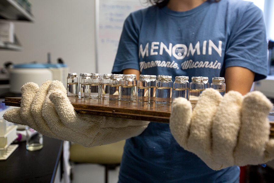 Some of the LAKES REU students are studying the use of biochar’s viability to remove nutrients from lake water that feed blue-green algae.