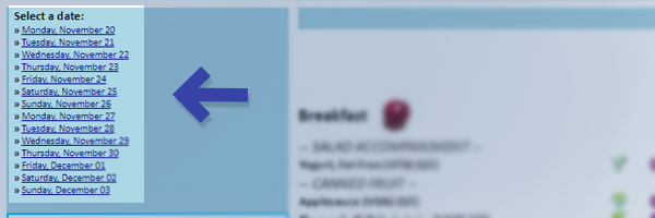 Online Menu Date Selection 