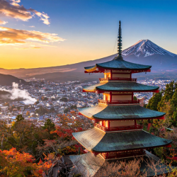 Chureito Pagoda with Mount Fuji, Japan