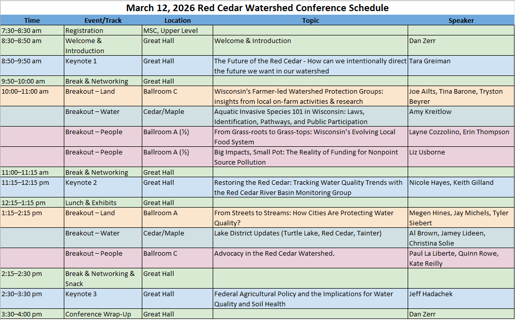 Picture of conference schedule