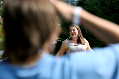 Greta Munns works with students at a Fostering Success event at UW-Stout. Fostering Success received a UW-Stout Diversity Award.