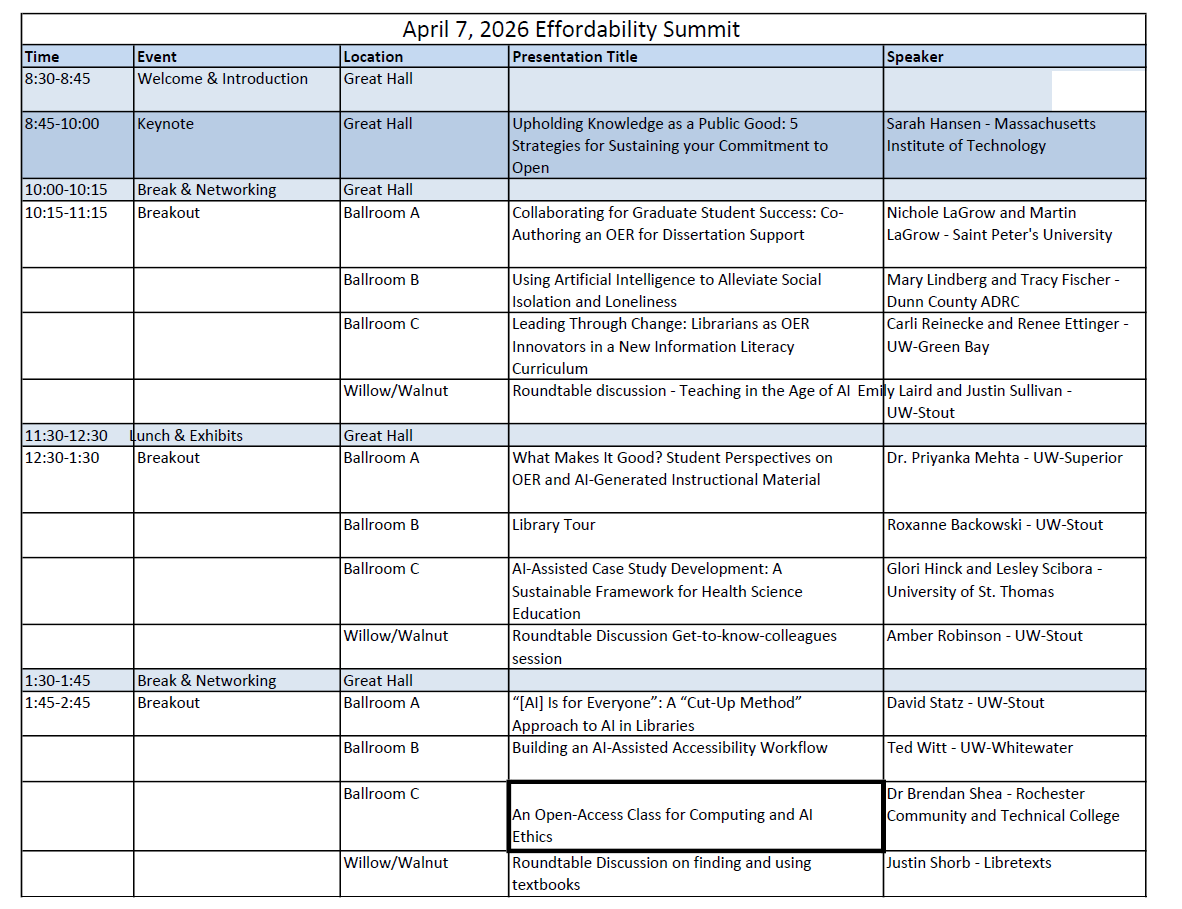 Schedule for April 7