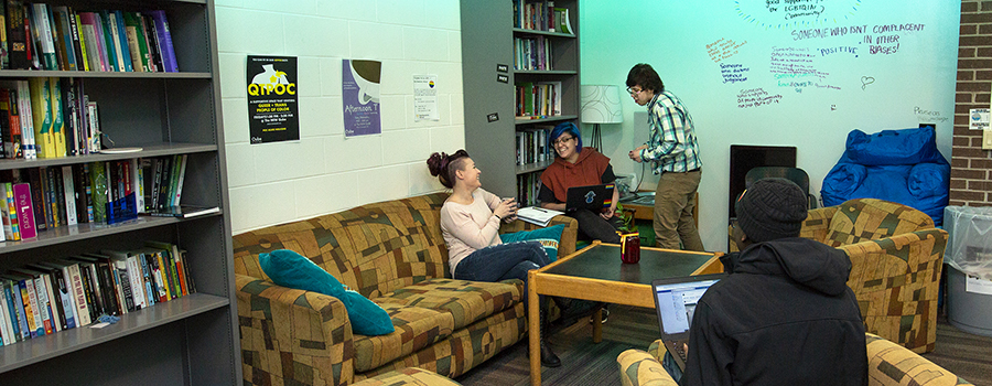 The Qube has white board walls allowing students to write how they feel or ask questions. 