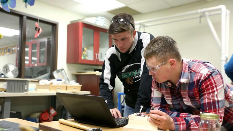 Technology Education students are photographed working on projects during a lab in the Communication Technologies building.