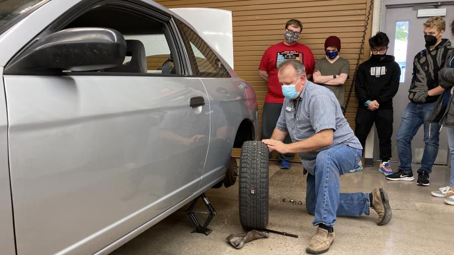 Students also learned how to rotate vehicle tires and change a flat tire.