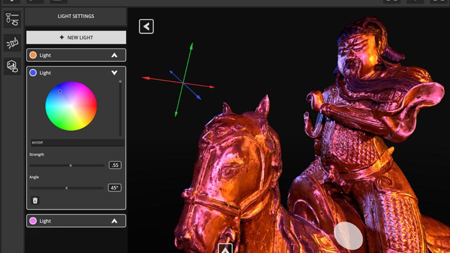 A computer screen shows the Kintsugi 3D software.