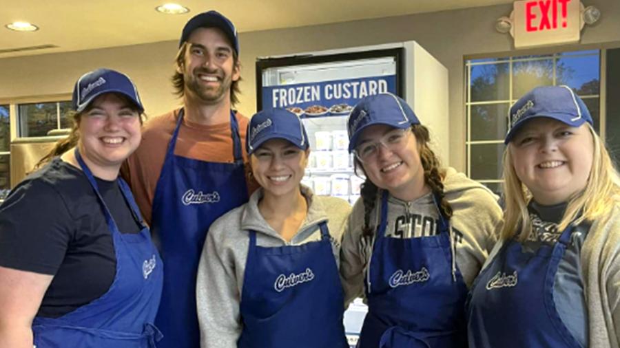 Luke Zuiker takes part in a fundraiser as part of UW-Stout's School Counseling Organization.