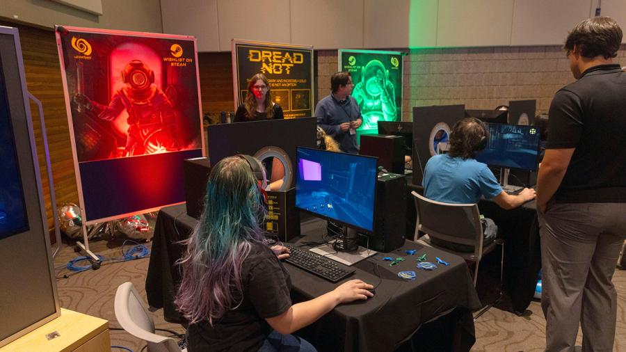 People playing computer games