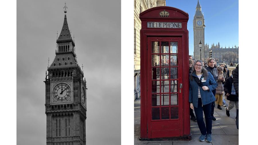 Side-by-side photos of the Big Ben clock tower in London