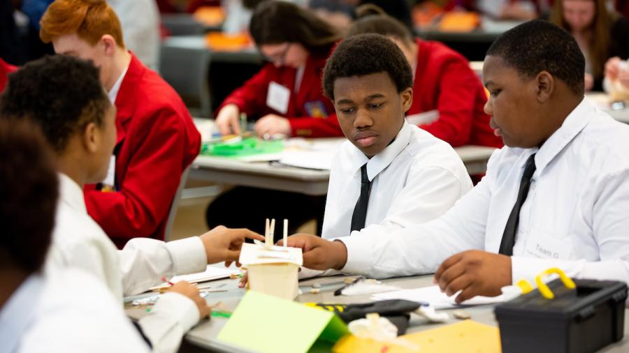 Students work on a challenge during the SkillsUSA Regional Competition