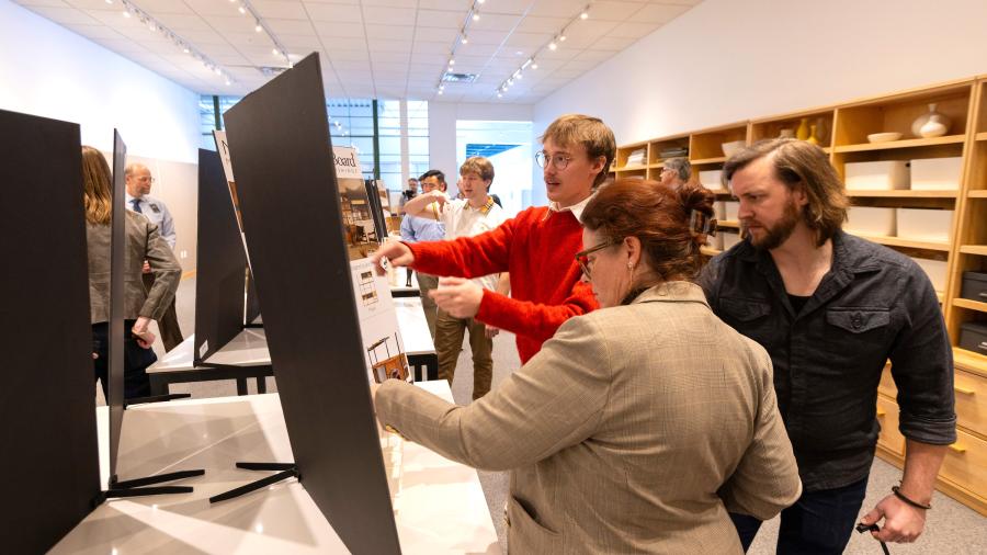 People look at display