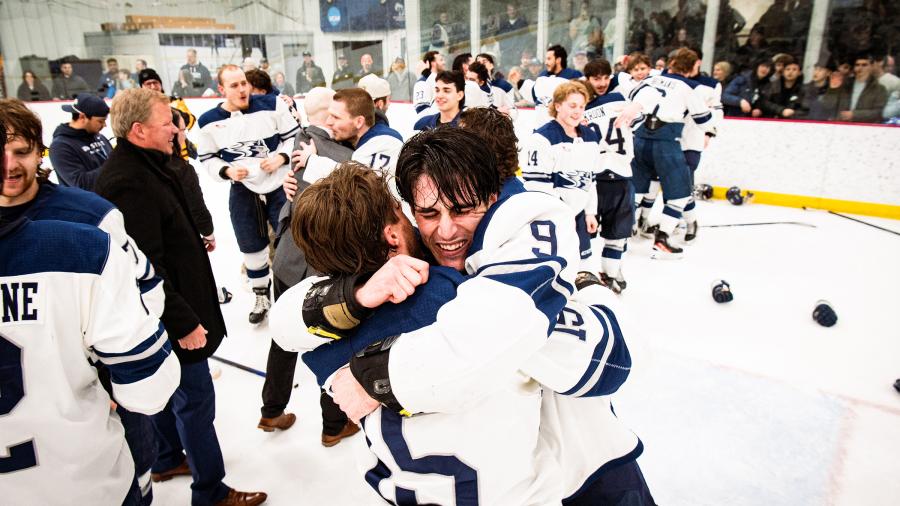 Hockey players celebrating