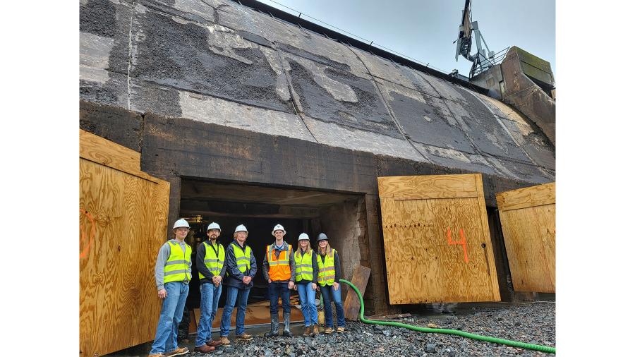 Construction management students at Xcel Energy's Cedar Halls Hydro Dam