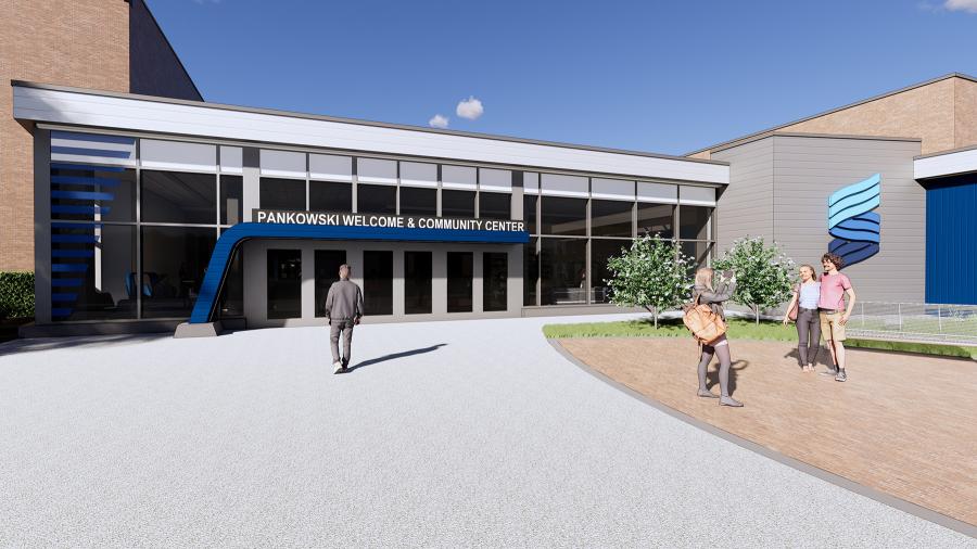 Rendering of building exterior entry