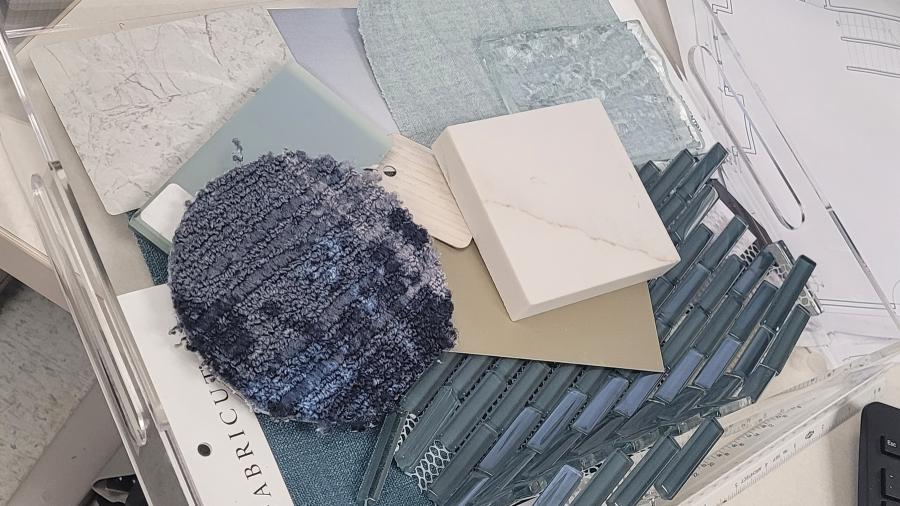 A materials palette created by an interior design camper.