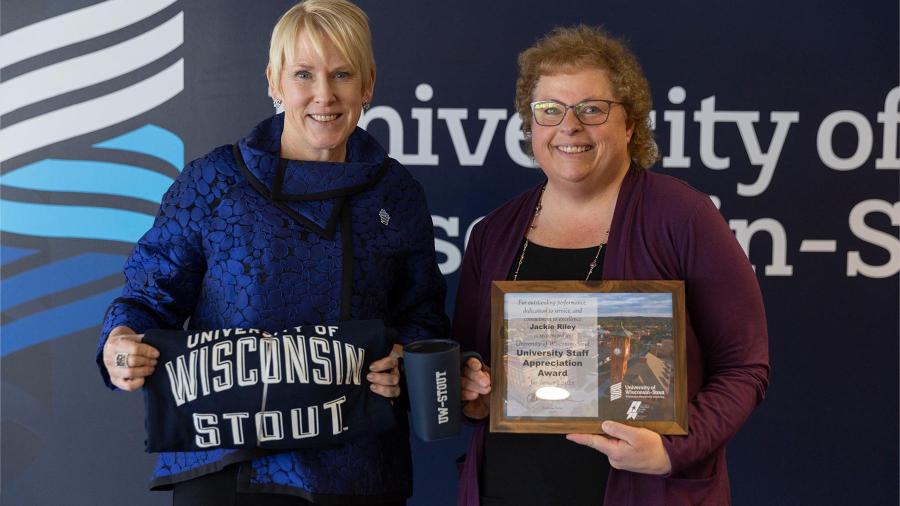 Jackie Riley and Chancellor Katherine Frank