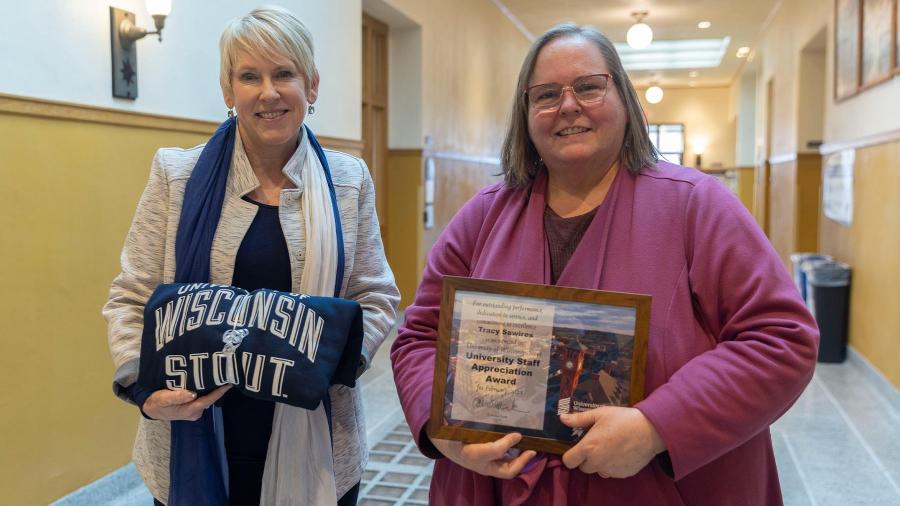 Tracy Sawires and Chancellor Katherine Frank