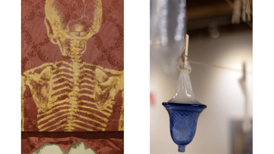 Side by side photos of artwork by Ashley Hannasch and Bryan Irish