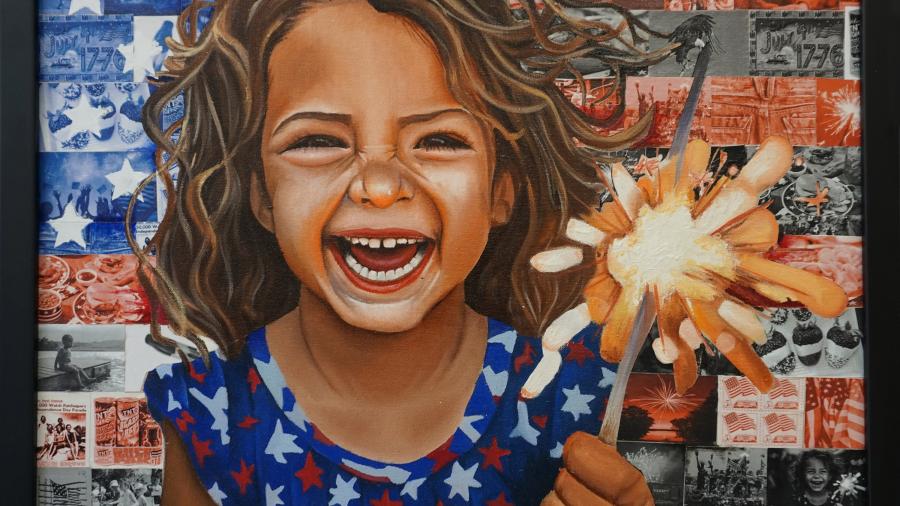 Artwork of girl with sparkler