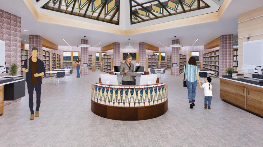 Rendering of library interior