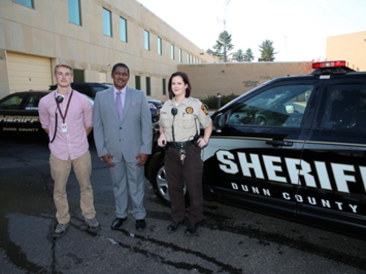 Hartkemeyer, left, is supervised by UW-Stout Assistant Professor Rodney Maiden and Heather Pyka, program director for the county jail.