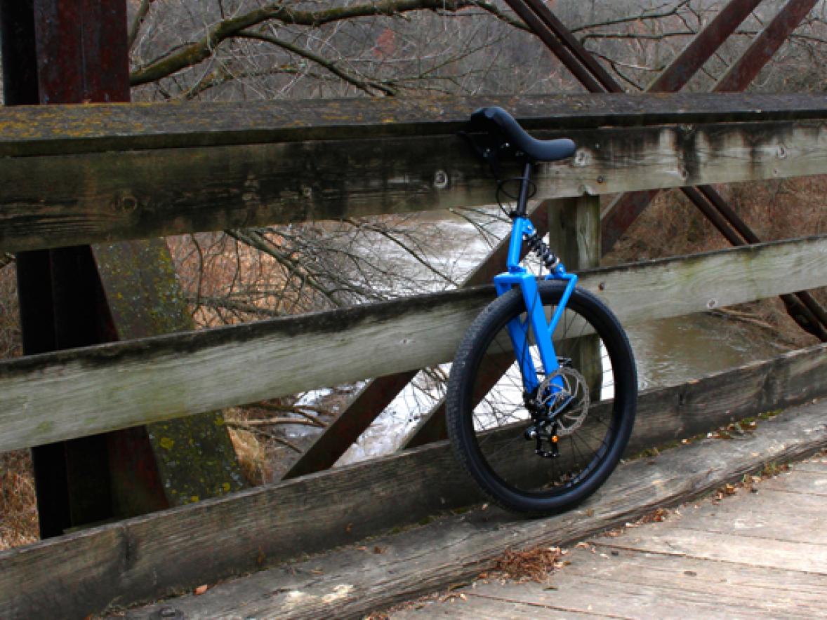 A unicycle, Grizzly, designed by industrial design student Jessica Kreitz.