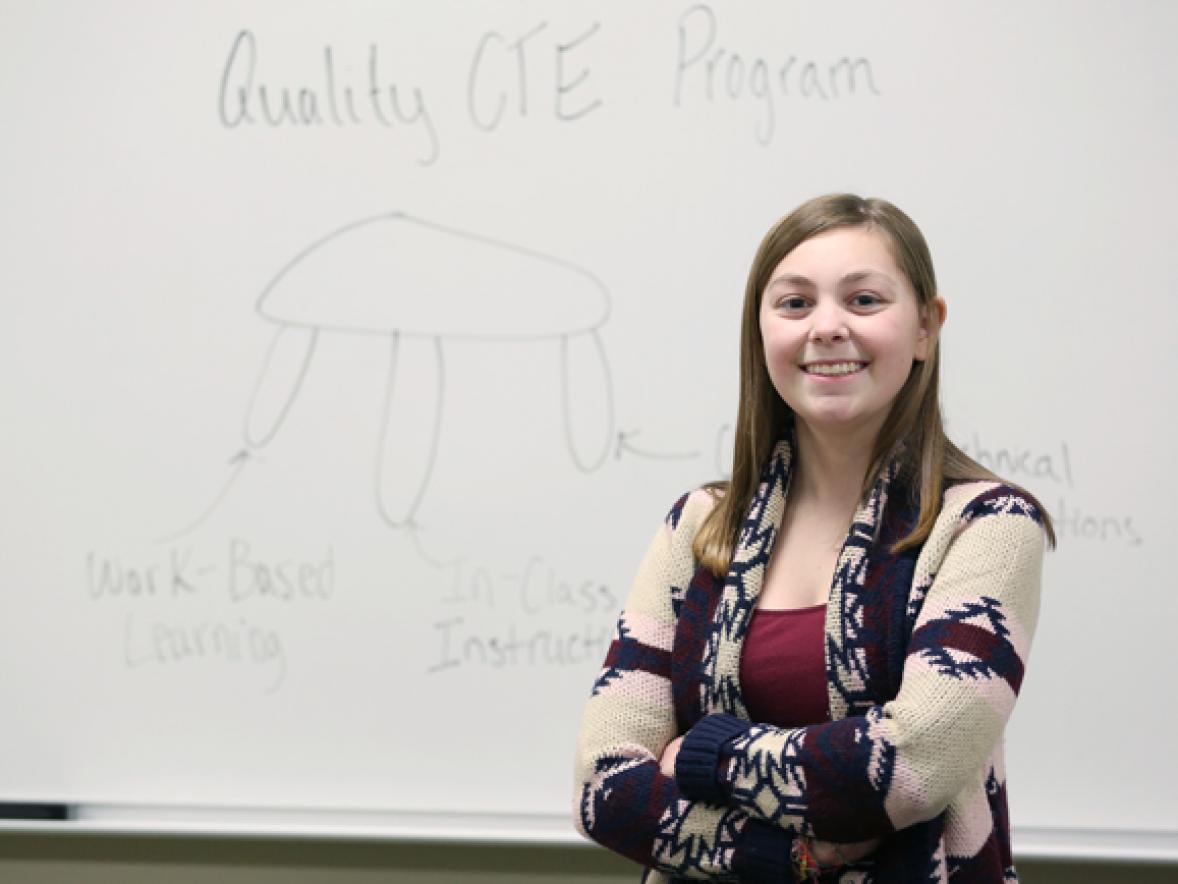 Allison Rigotti, a UW-Stout marketing and business education major, is helping coordinate the DECA District 1 Career Development Conference Jan. 6 at UW-Stout.