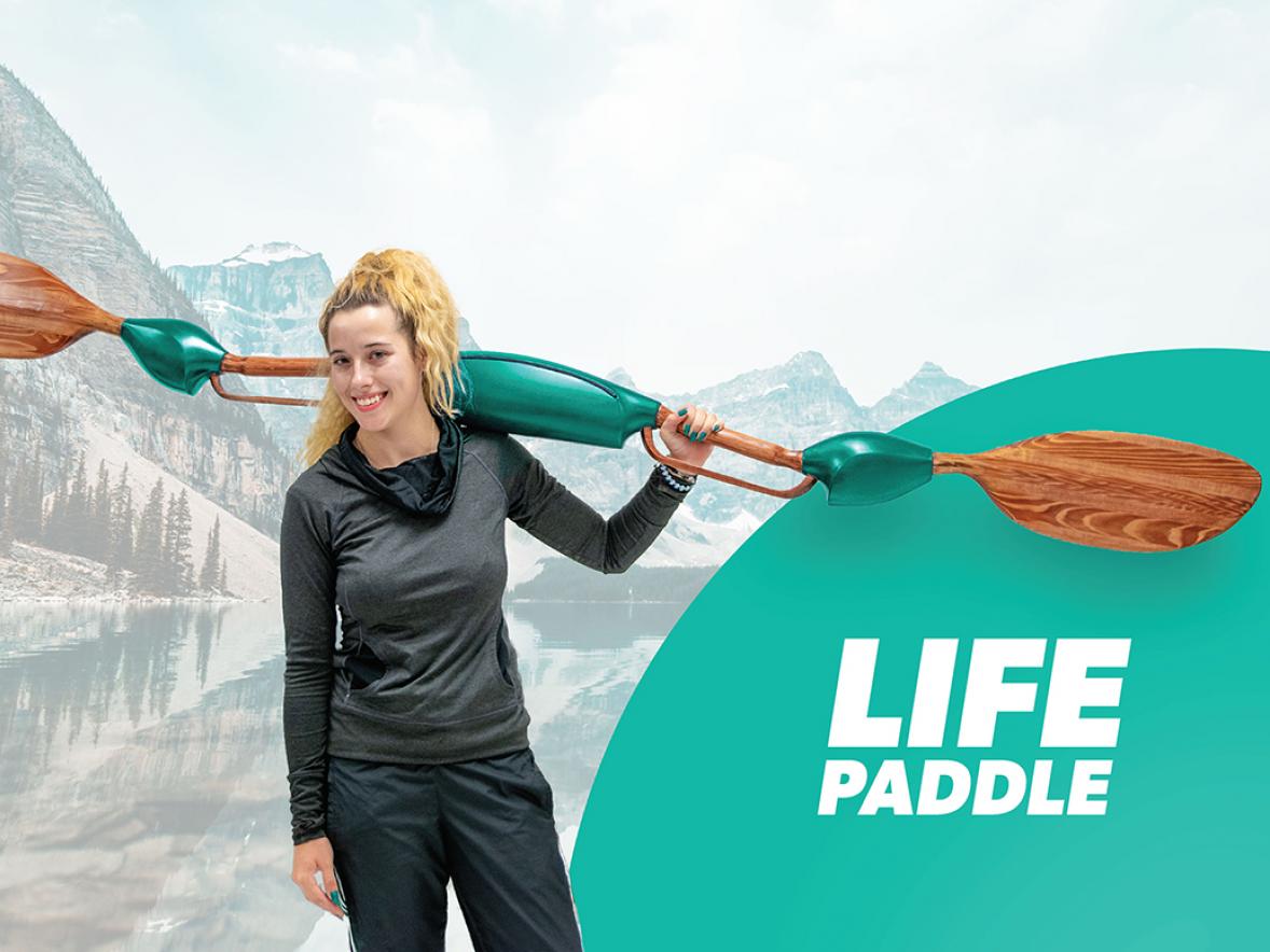 UW-Stout student Jacob DeGroot’s life paddle design. DeGroot, an industrial design major, won the Noah Norton Portfolio Prize Endowed Fund award.