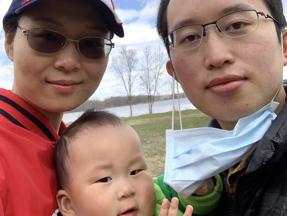 Liang Wu with his wife, Jue, and son, Aaron.