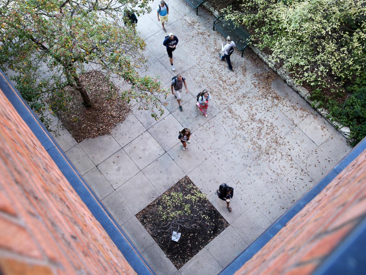Students make their way to class.
