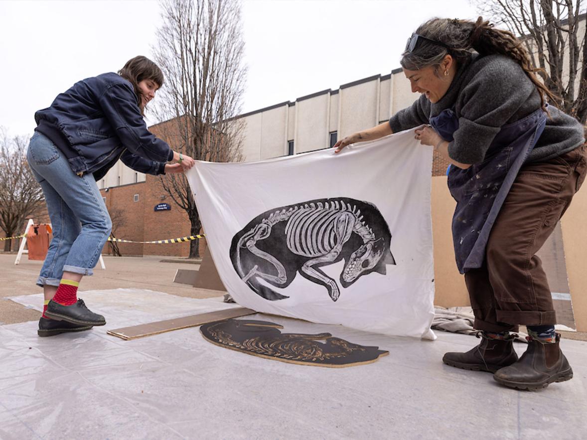A print reveal at the steamroller event.
