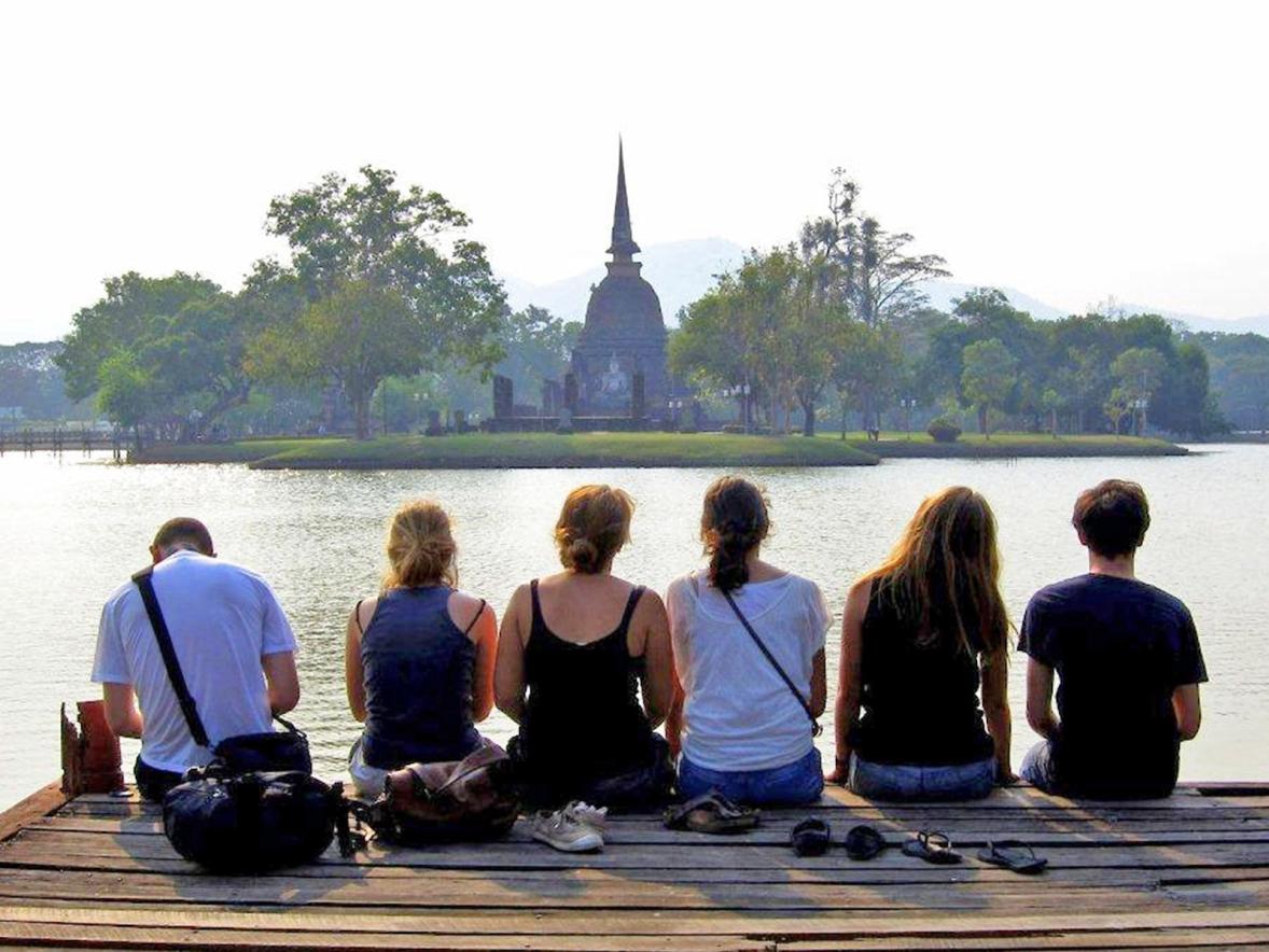 Students visiting a temple in Thailand