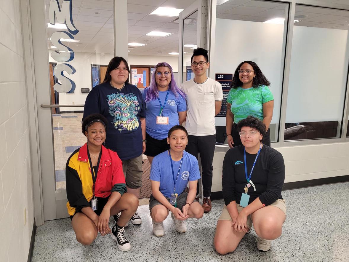 Stoutward Bound students and mentors at the Multicultural Student Service office
