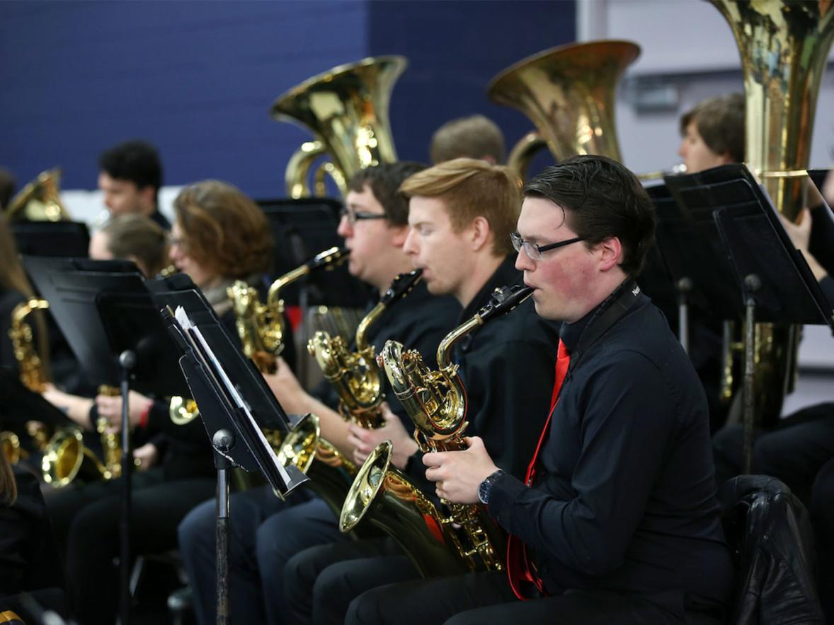 Symphonic Band plays at commencement.