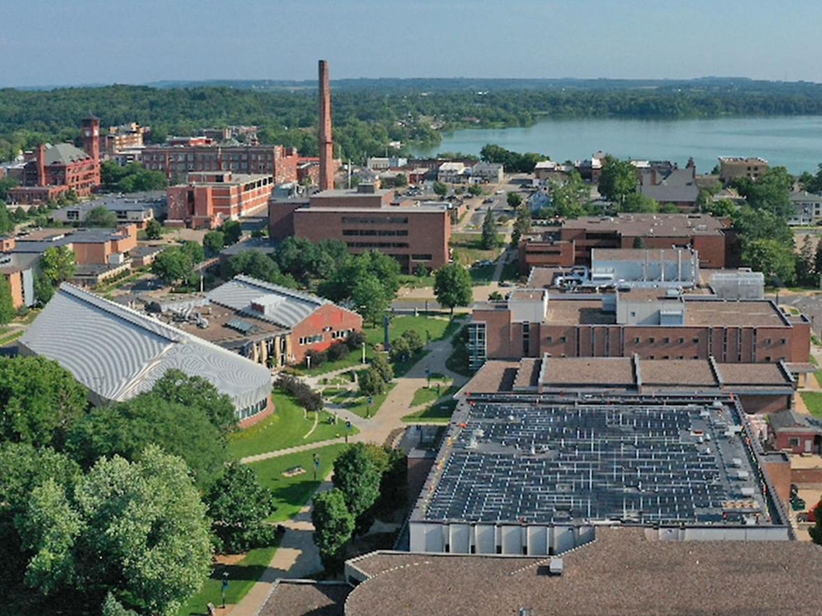 Jarvis Hall Tech Wing solar panel aerial view