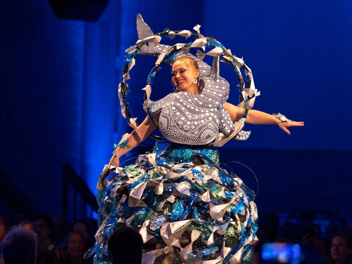 "Choreography of the Deep" was the first-place winner in the Fashion Without Fabric show