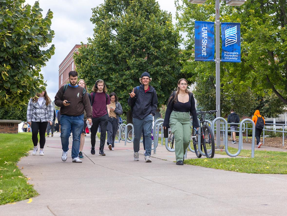 Students walk on campus