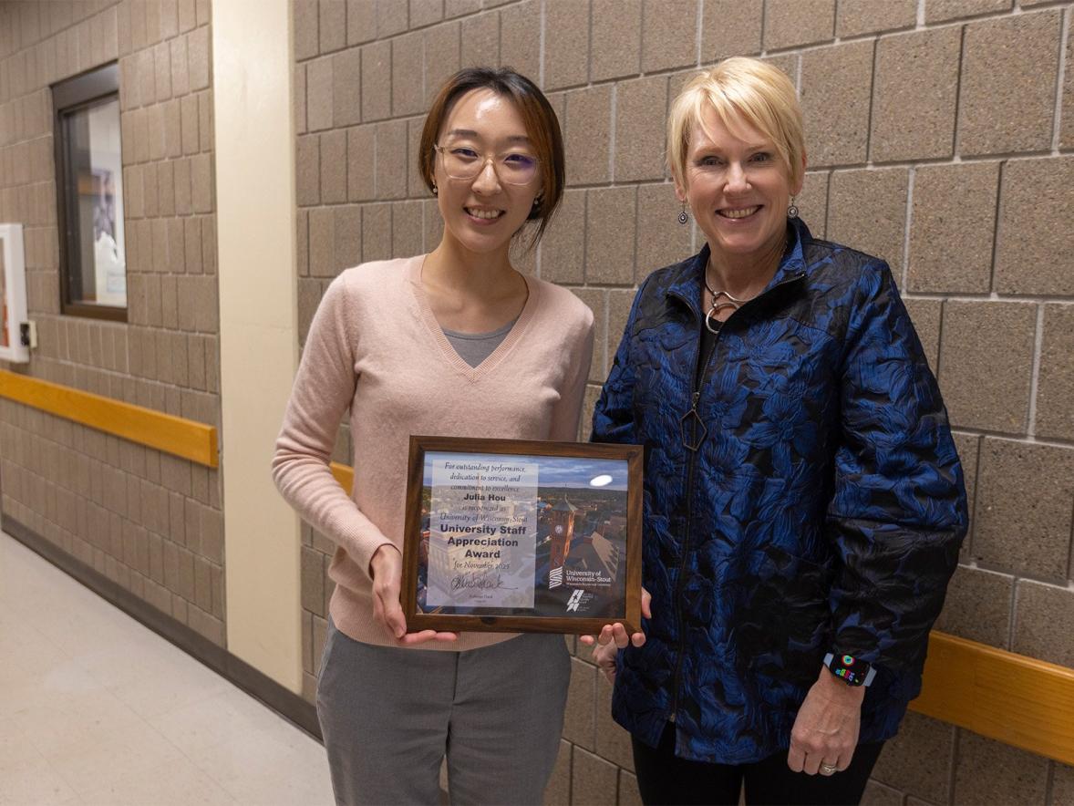 Julia Hou and Chancellor Katherine Frank