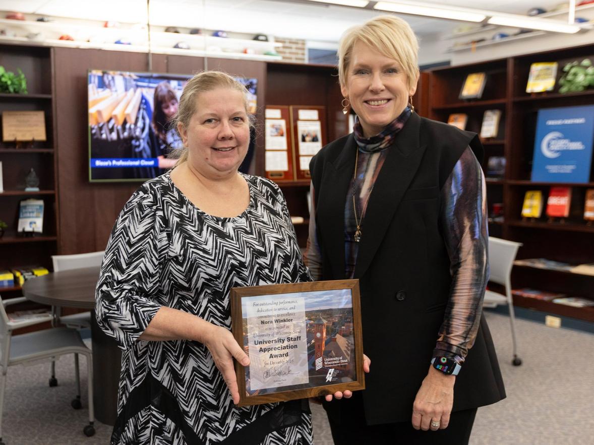 Nora Winkler and Chancellor Katherine Frank