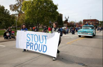The UW-Stout Homecoming parade is photographed on Main Street in downtown Menomonie.