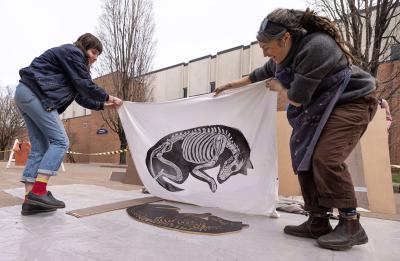 A print reveal at the steamroller event.