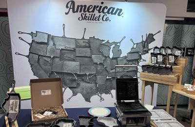 American Skillet of Wisconsin displayed its designs of skillets in the shape of U.S. states.