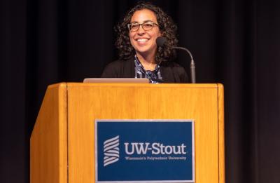 Provost Rodriquez addresses the audience at Research Day 2023.