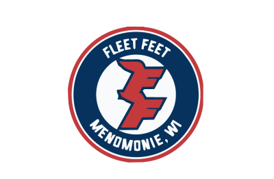 Round blue and red Fleet Feet logo